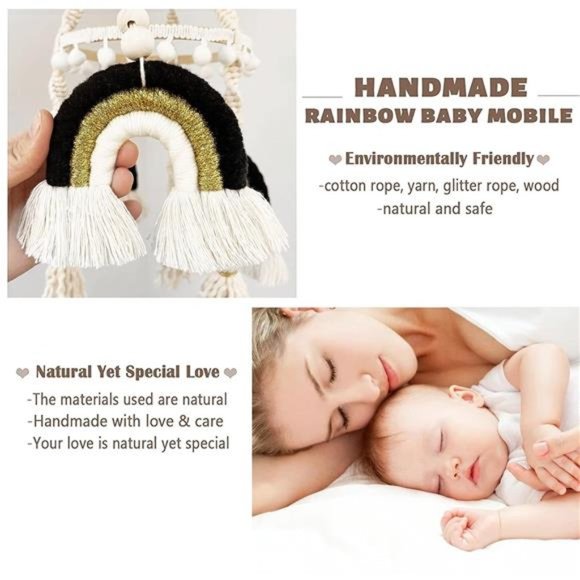 Crib Mobile, Mobile for Crib, Baby Mobile for Bassinet, Black and White Mobile - Picture 2 of 6